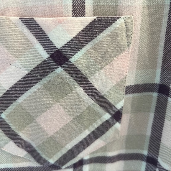 FLANNEL AUSTRALIA Chic Light Pink, Gray Plaid Shirt Dress or Duster Size 6-8 - Picture 4 of 13